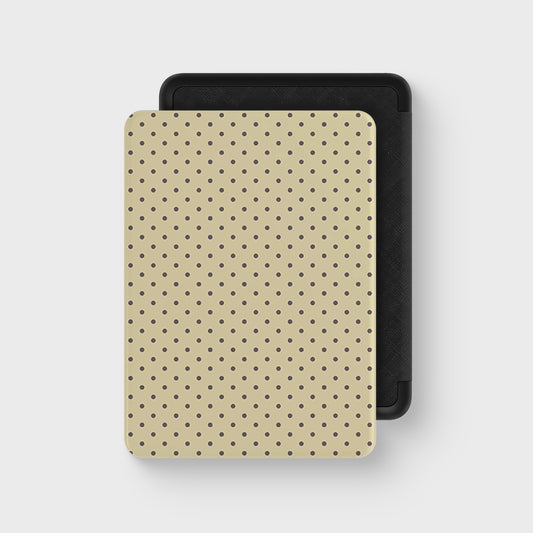 Cocoa Drops Kindle Case featuring small, evenly spaced cocoa-brown polka dots on a creamy vanilla background.