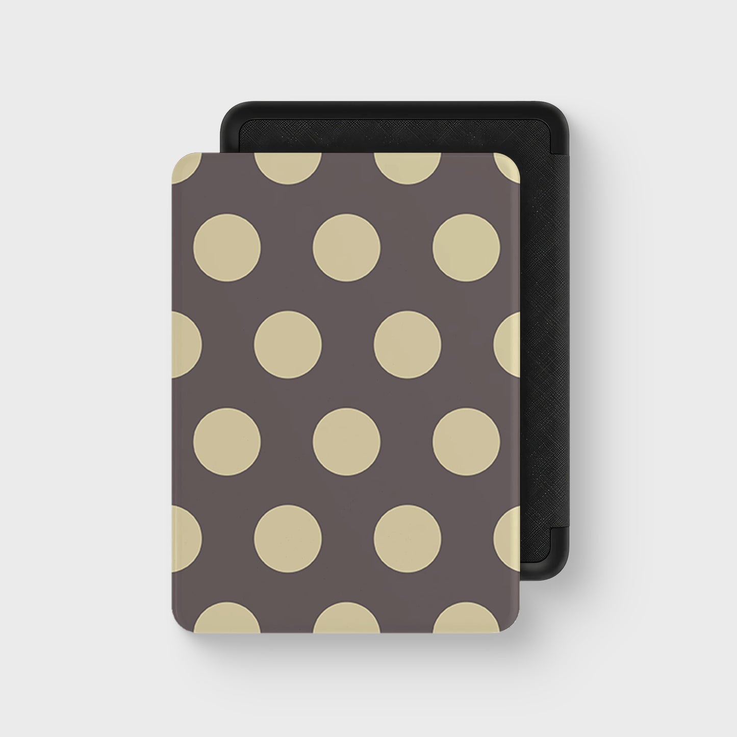 Vanilla Truffle Kindle Case featuring oversized creamy vanilla polka dots on a rich cocoa-brown background.