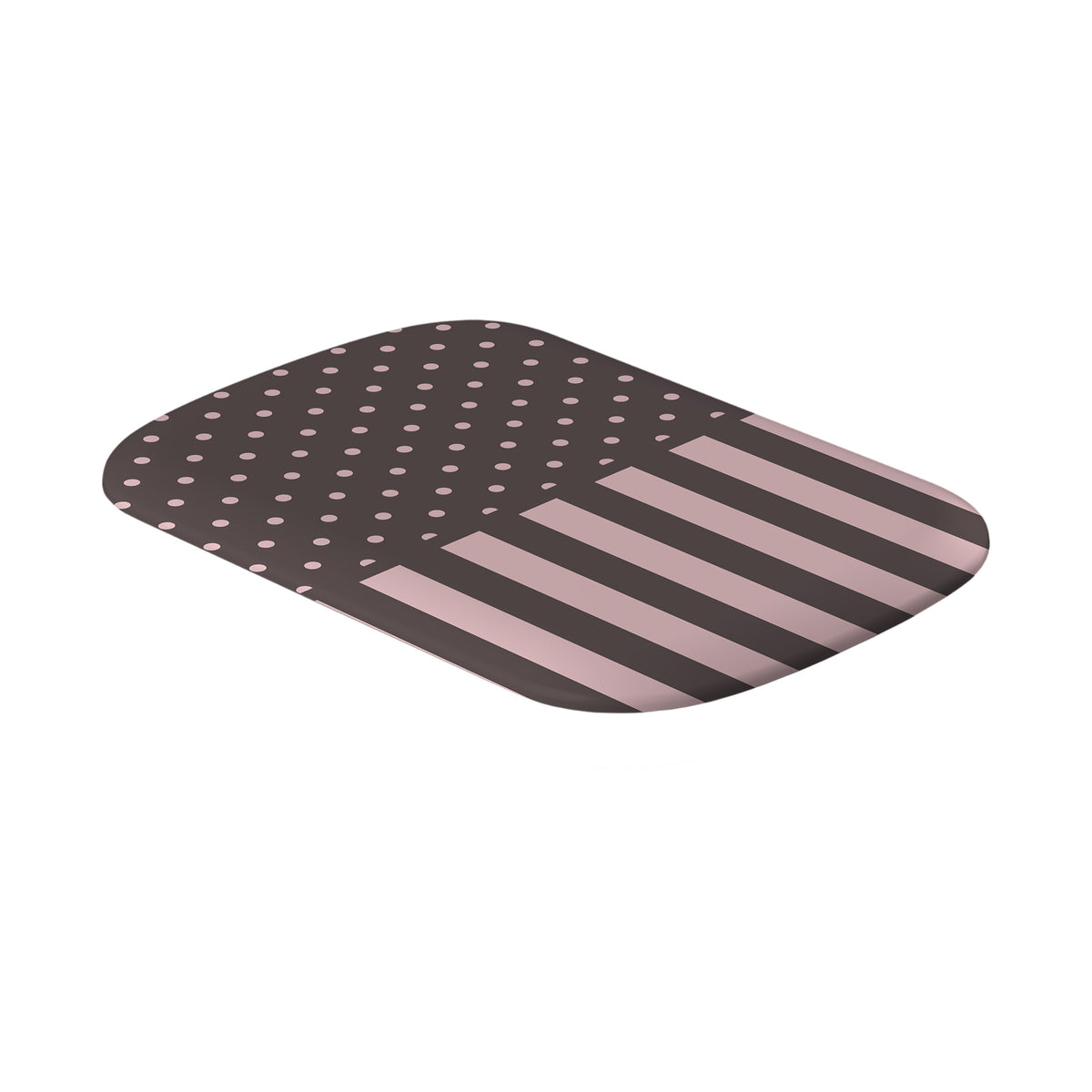 Strawberry Wafer Power Bank Shell featuring fine strawberry-pink polka dots above bold vertical strawberry-pink stripes on a cocoa-brown background.