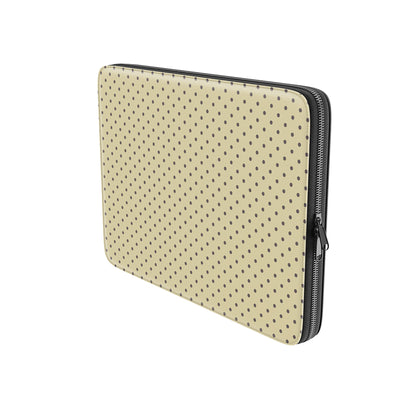 Cocoa Drops Laptop Sleeve featuring small, evenly spaced cocoa-brown polka dots on a creamy vanilla background.