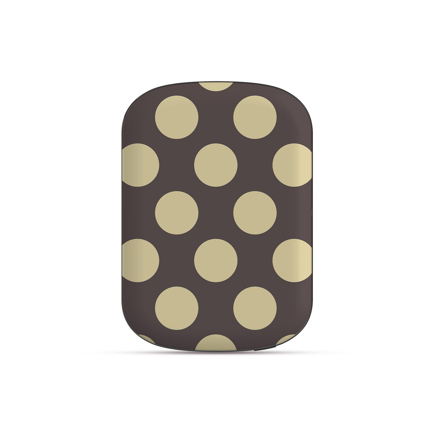 Vanilla Truffle 5000 mAh Power Bank featuring oversized creamy vanilla polka dots on a rich cocoa-brown background.