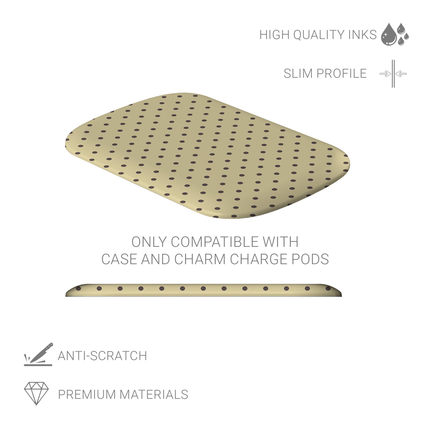 Cocoa Drops Power Bank Shell featuring small, evenly spaced cocoa-brown polka dots on a creamy vanilla background.