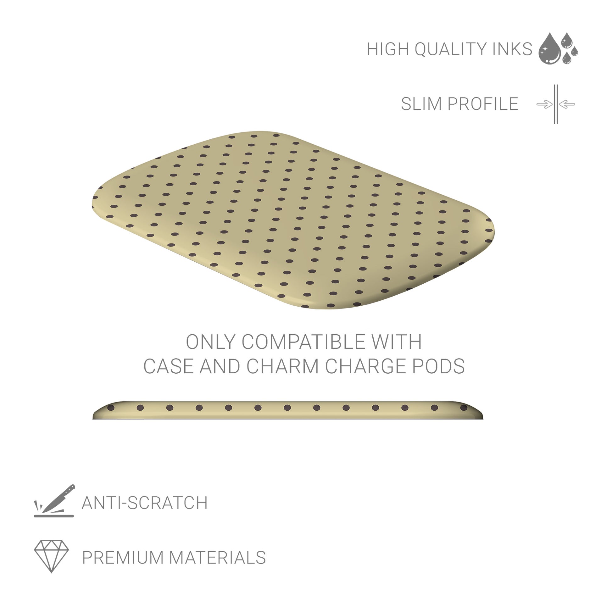 Cocoa Drops Power Bank Shell featuring small, evenly spaced cocoa-brown polka dots on a creamy vanilla background.