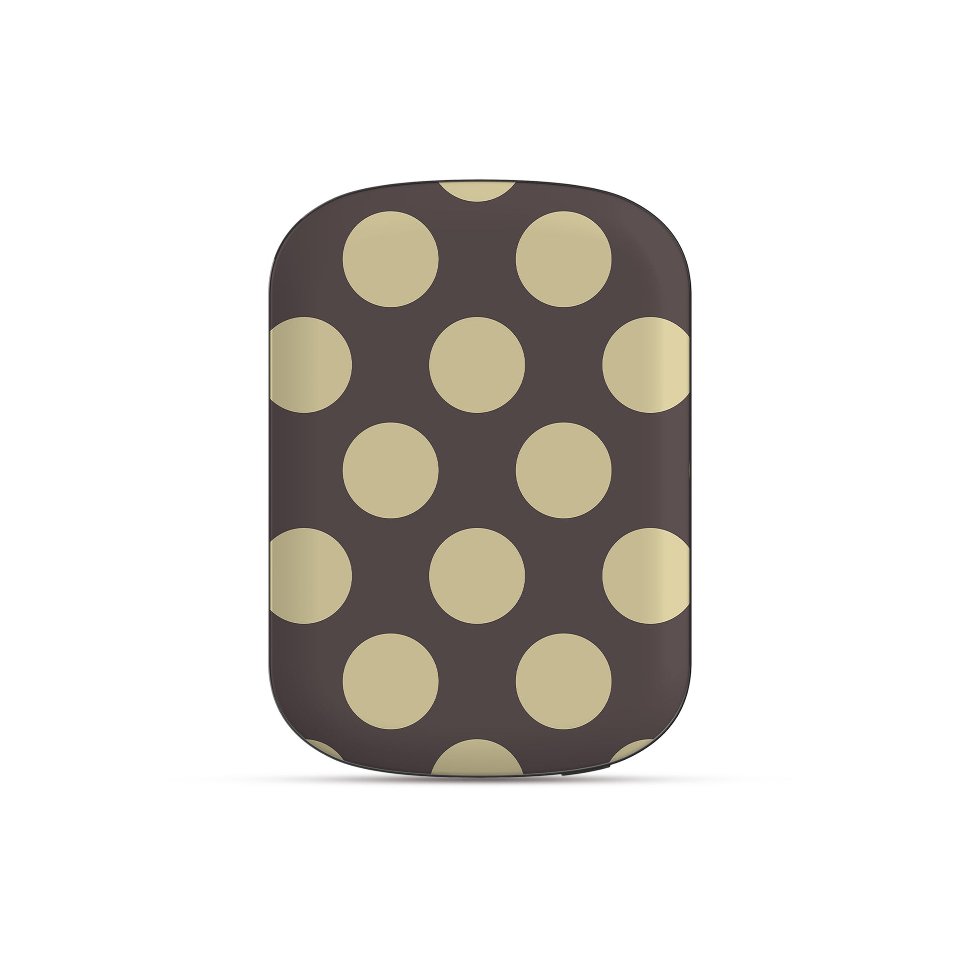Vanilla Truffle Power Bank Shell featuring oversized creamy vanilla polka dots on a rich cocoa-brown background.