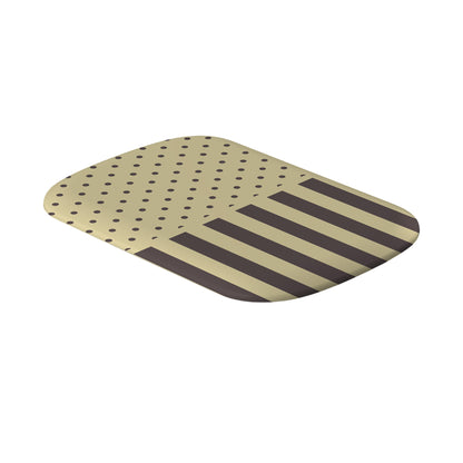 Cocoa Wafer Power Bank Shell featuring small cocoa-brown polka dots above bold vertical cocoa-brown stripes on a creamy vanilla background.