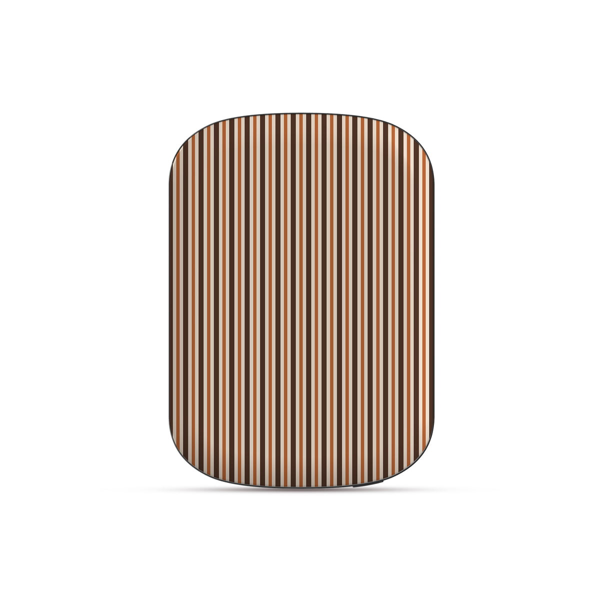 Chestnut Ticking power bank with fine chestnut brown and cream vertical ticking stripes.