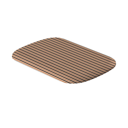 Chestnut Ticking interchangeable power bank shell with fine chestnut-brown and cream stripes inspired by traditional ticking fabric.