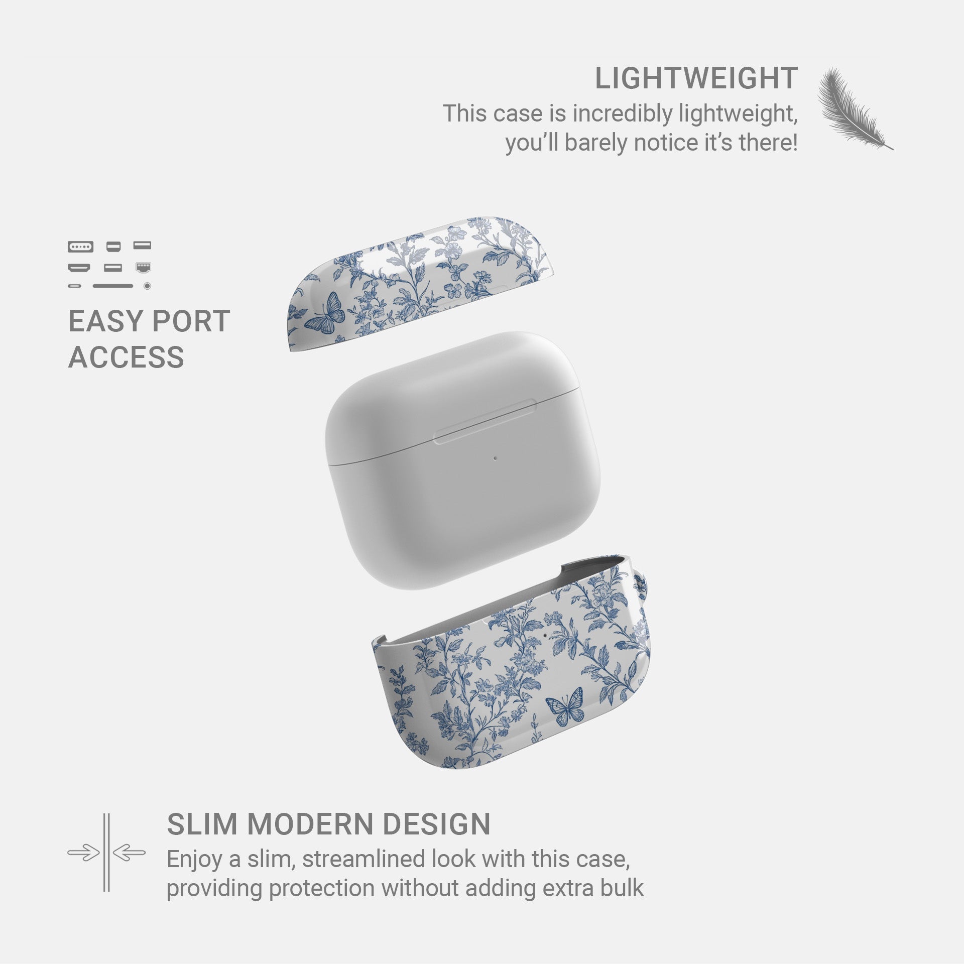 Butterfly Ballet AirPods Case – vintage butterfly and floral design with glossy finish, slim scratch-resistant cover for Apple AirPods Pro and AirPods Pro 2

Would you like me to now go back and balance all five floral AirPods designs into a category description (around 350 words) so you have an SEO-rich page that ties the whole collection together?