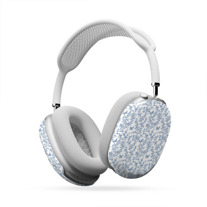 Butterfly Ballet AirPods Max Tough Case with vintage blue floral and butterfly print, slim glossy finish, and scratch-resistant hard shell design.