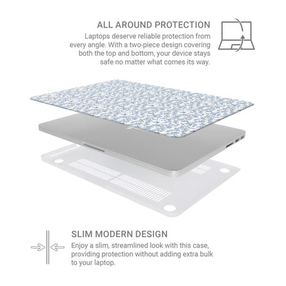 MacBook Case – slim-blue-and-white-toile- floral-and-butterfly-hard-shell-cover