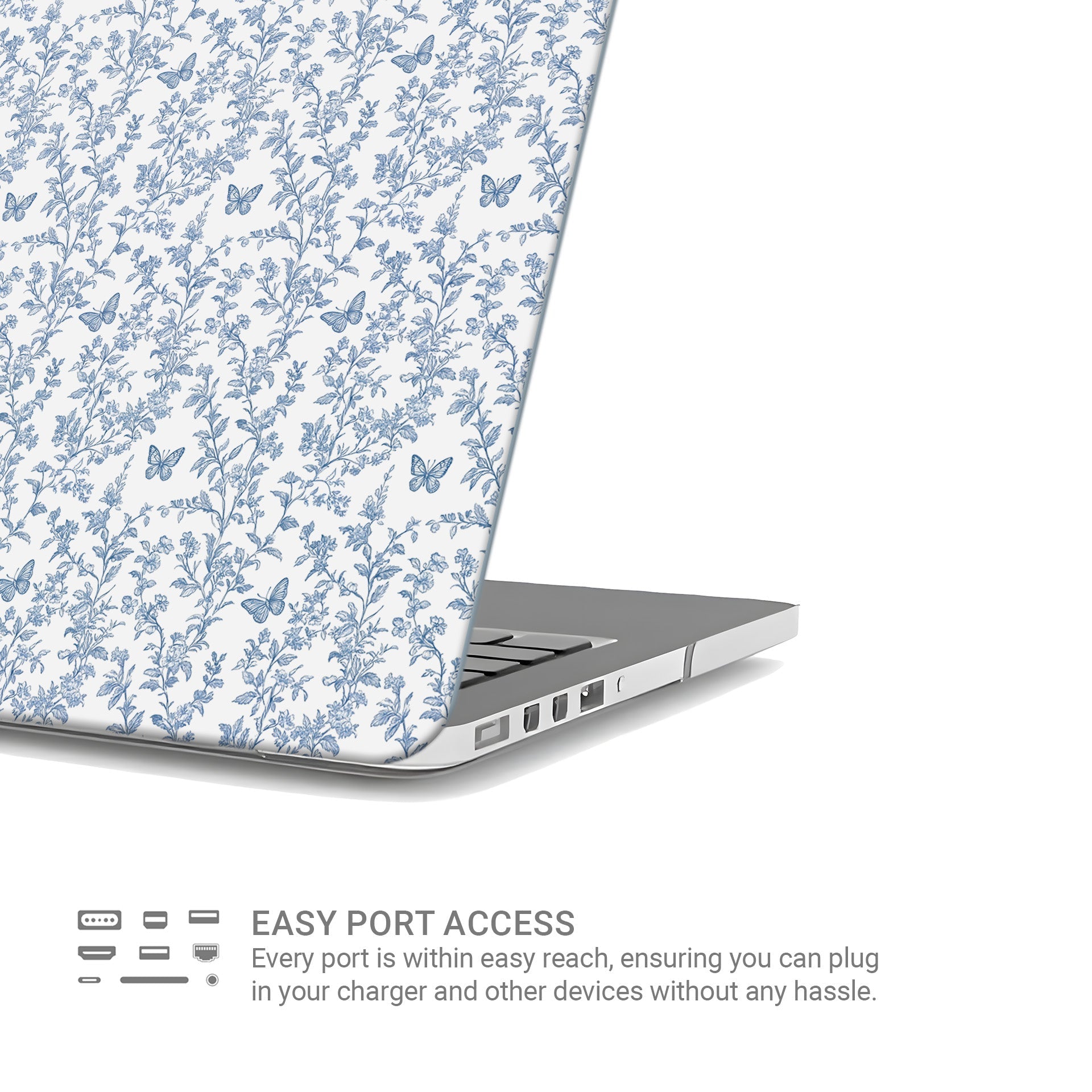 MacBook Case – slim floral and butterfly hard shell cover