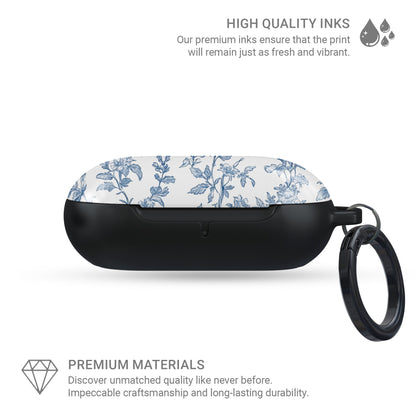 Butterfly Ballet Samsung Buds case – blue floral and butterfly protective cover