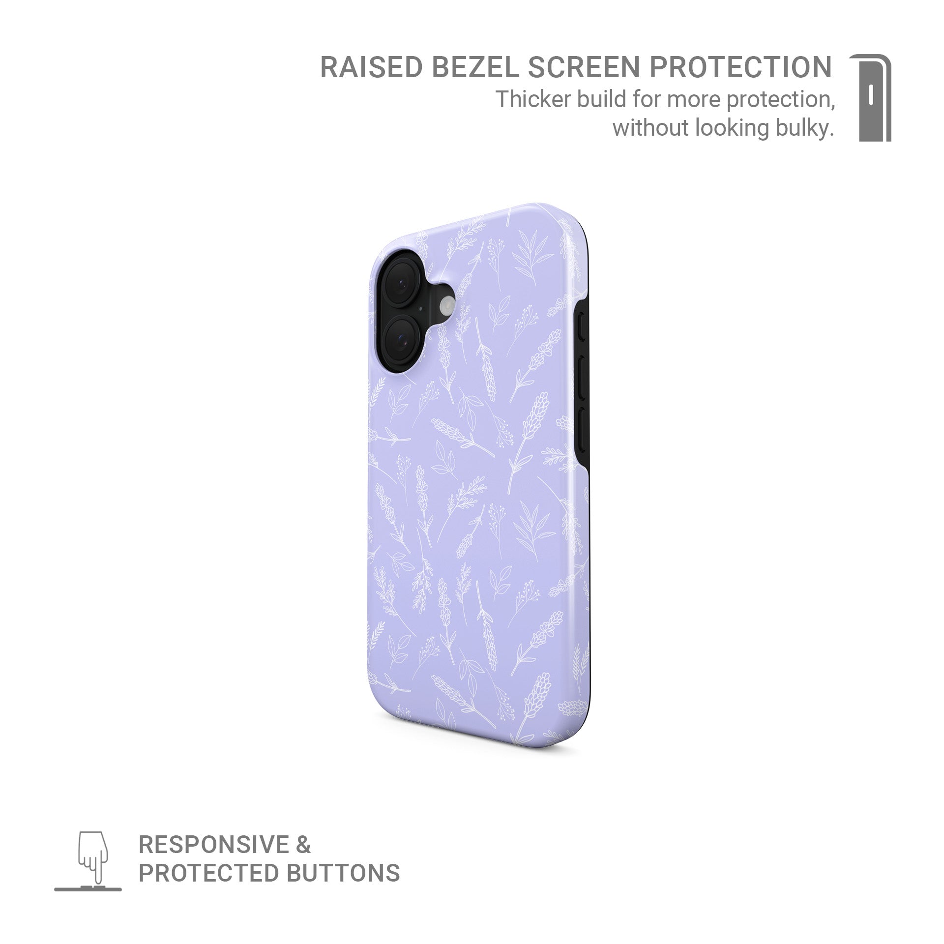 Lavender lilac tough protective phone case for iPhone, Samsung and Pixel