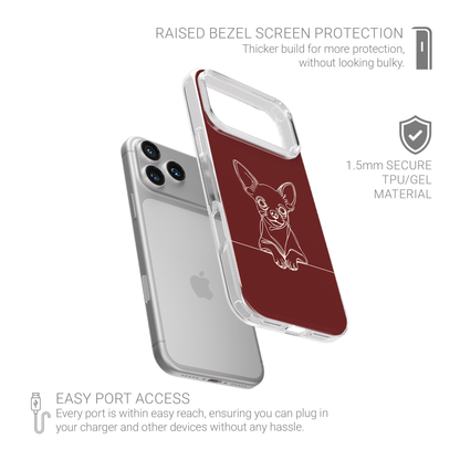 Chihuahua line art Clear phone case with an expressive small dog portrait and oversized ears.