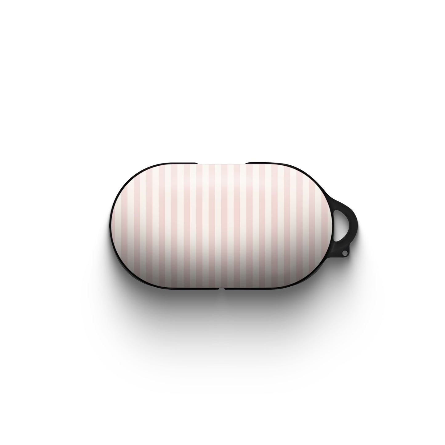 Pink and cream stripe protective Samsung buds case