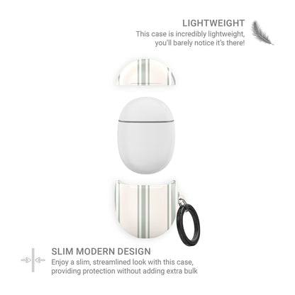 green striped pixel buds case sage stripe google earbuds cover aesthetic neutral buds case glossy slim protective earbuds case