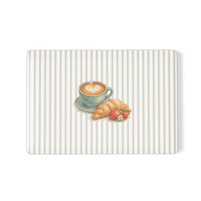 coffee croissant macbook case skin sage striped laptop cover aesthetic coffee laptop skin cute macbook cover neutral cafe design