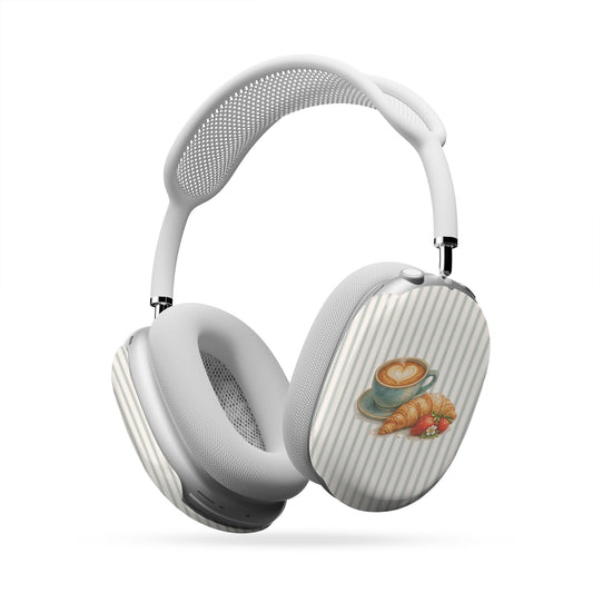coffee croissant airpods max case cafe aesthetic headphones cover sage striped headphones case glossy protective airpods max case