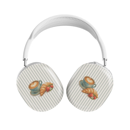 coffee croissant airpods max case cafe aesthetic headphones cover sage striped headphones case glossy protective airpods max case