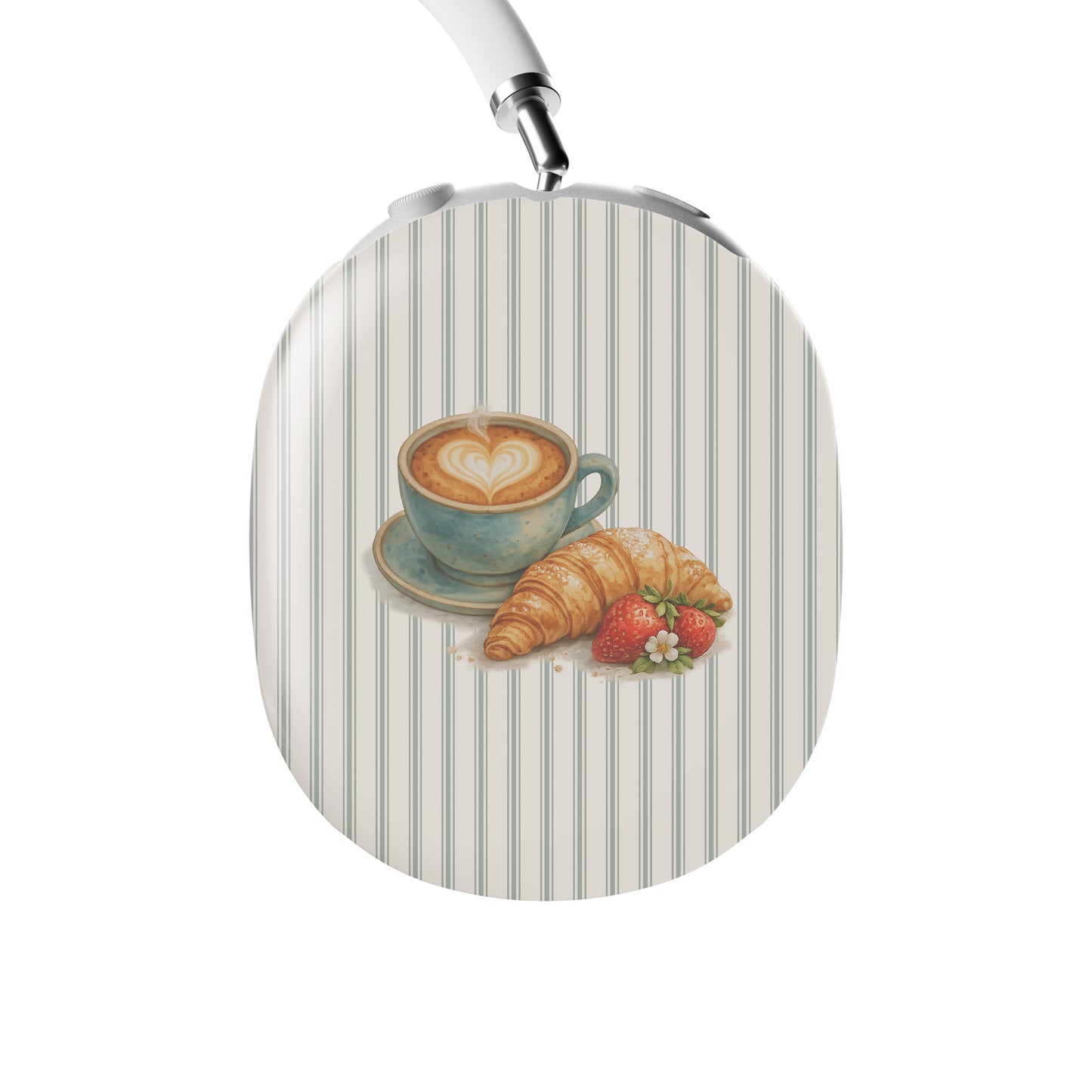 coffee croissant airpods max case cafe aesthetic headphones cover sage striped headphones case glossy protective airpods max case