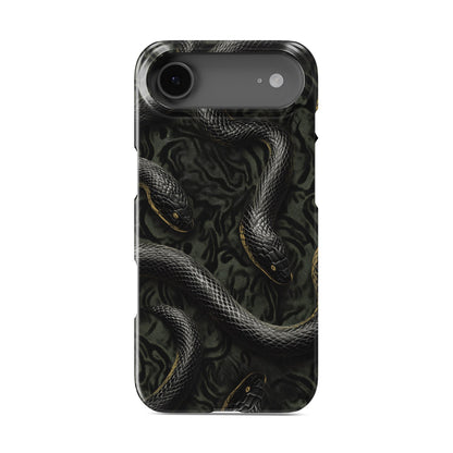 Glossy black snake snap phone case – slim durable gothic design