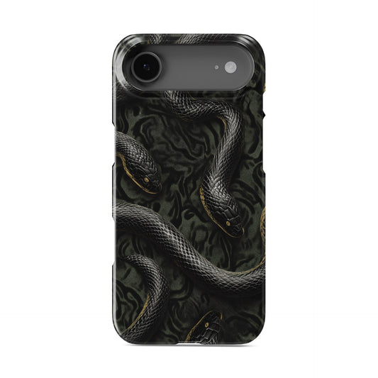Glossy black snake snap phone case – slim durable gothic design