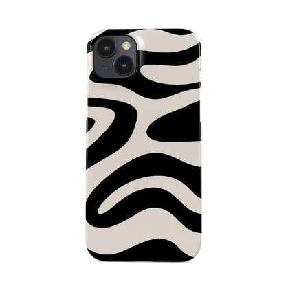 Black and cream abstract ripple snap phone case with flowing modern graphic pattern design