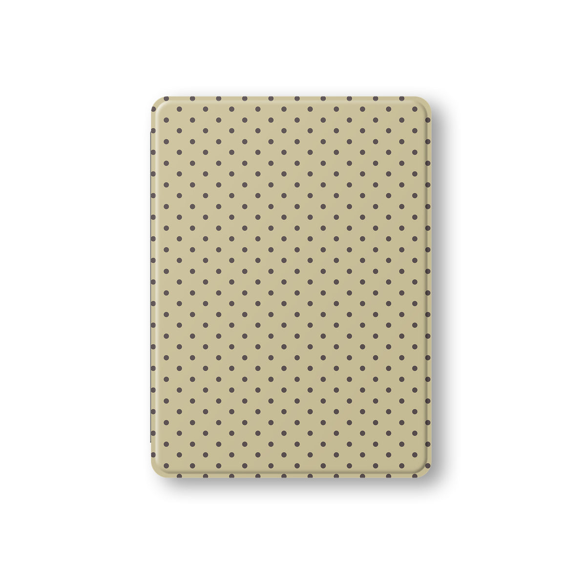 Cocoa Drops iPad Folio Case featuring small, evenly spaced cocoa-brown polka dots on a creamy vanilla background.