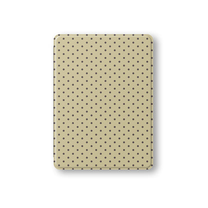 Cocoa Drops iPad Folio Case featuring small, evenly spaced cocoa-brown polka dots on a creamy vanilla background.