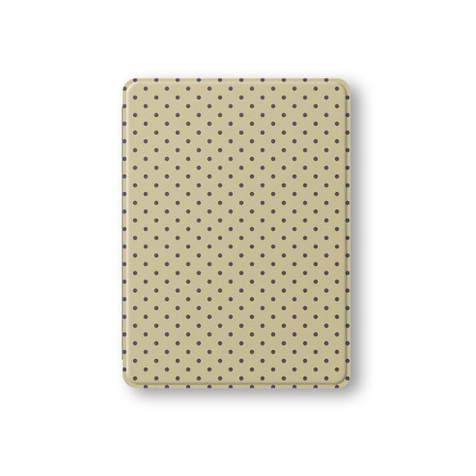 Cocoa Drops iPad Folio Case featuring small, evenly spaced cocoa-brown polka dots on a creamy vanilla background.