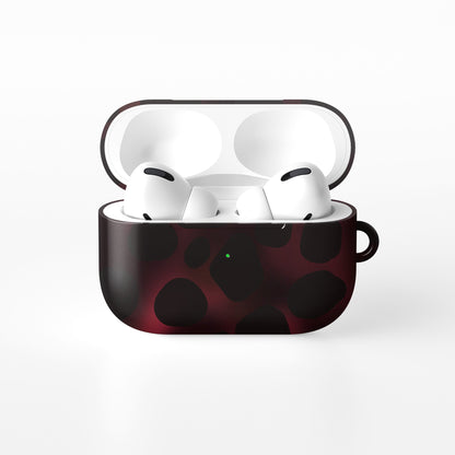 Crimson Ember AirPods tough case with deep red marble tortoise shell design, dual layer build, and glossy finish for everyday protection.