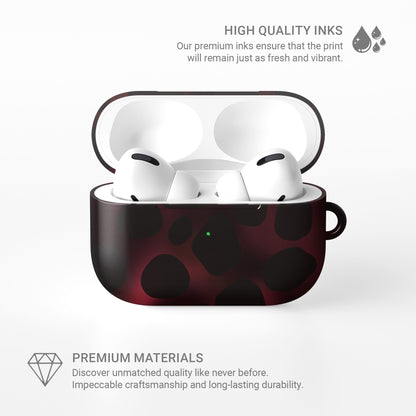 Crimson Ember AirPods tough case with deep red marble tortoise shell design, dual layer build, and glossy finish for everyday protection.