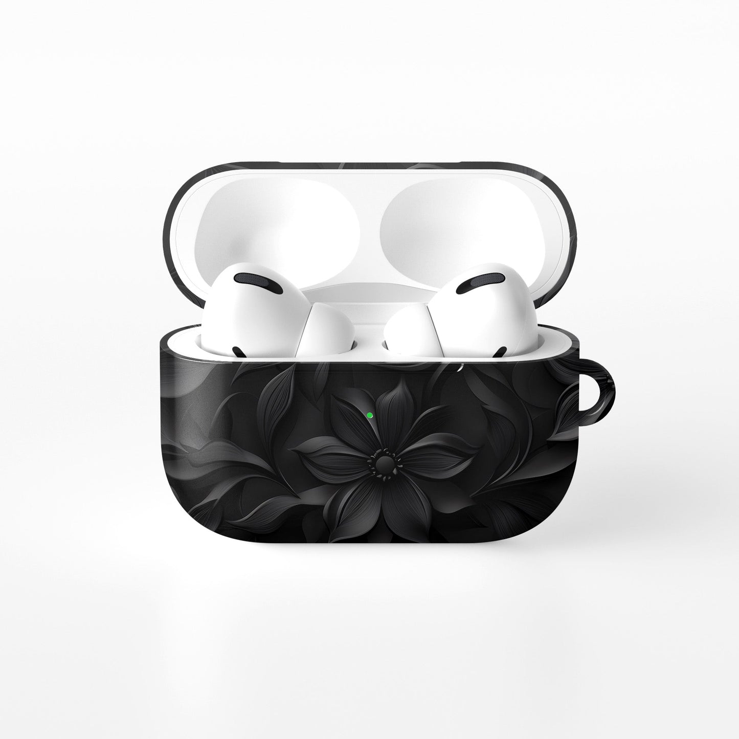 Dark Flora AirPods Tough Case with black floral gothic print and glossy impact-resistant shell.