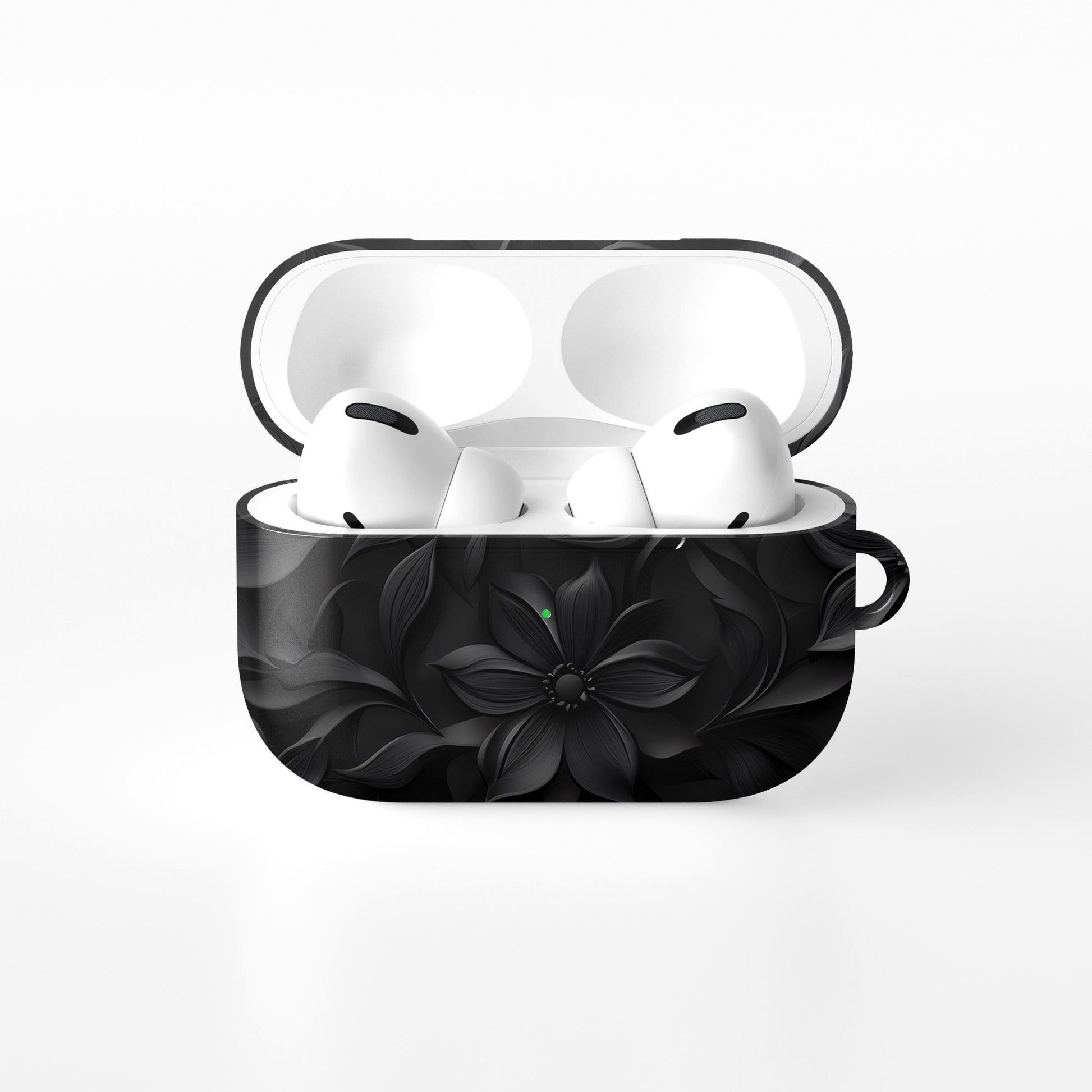 Dark Flora AirPods Tough Case with black floral gothic print and glossy impact-resistant shell.