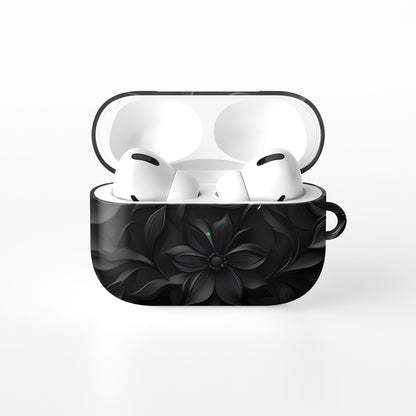Dark Flora AirPods Tough Case with black floral gothic print and glossy impact-resistant shell.