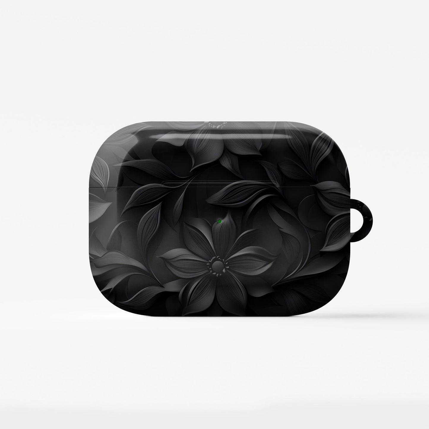 Dark Flora AirPods Tough Case with black floral gothic print and glossy impact-resistant shell.