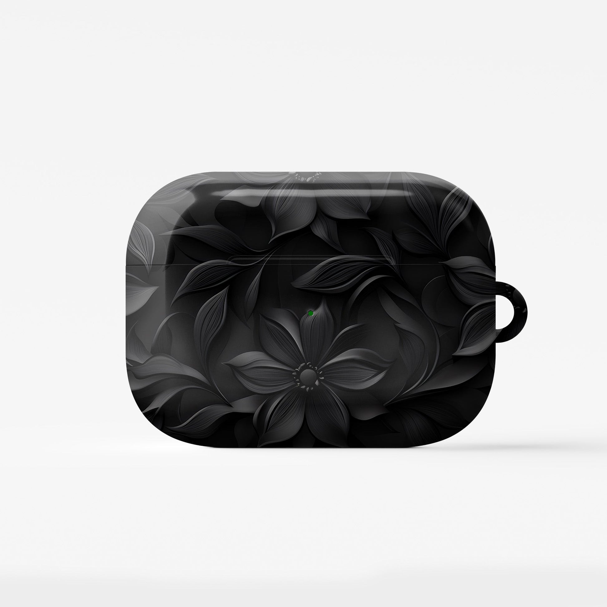 Dark Flora AirPods Tough Case with black floral gothic print and glossy impact-resistant shell.