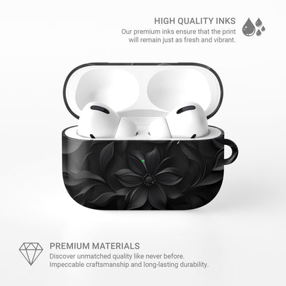 Dark Flora AirPods Tough Case with black floral gothic print and glossy impact-resistant shell.