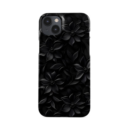 Glossy black flower snap phone case – protective slim and durable halloween gothic design