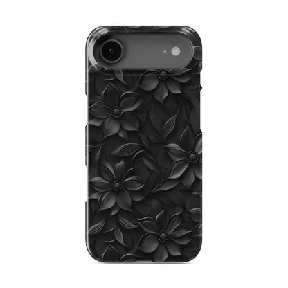 Glossy black flower snap phone case – protective slim and durable halloween gothic design