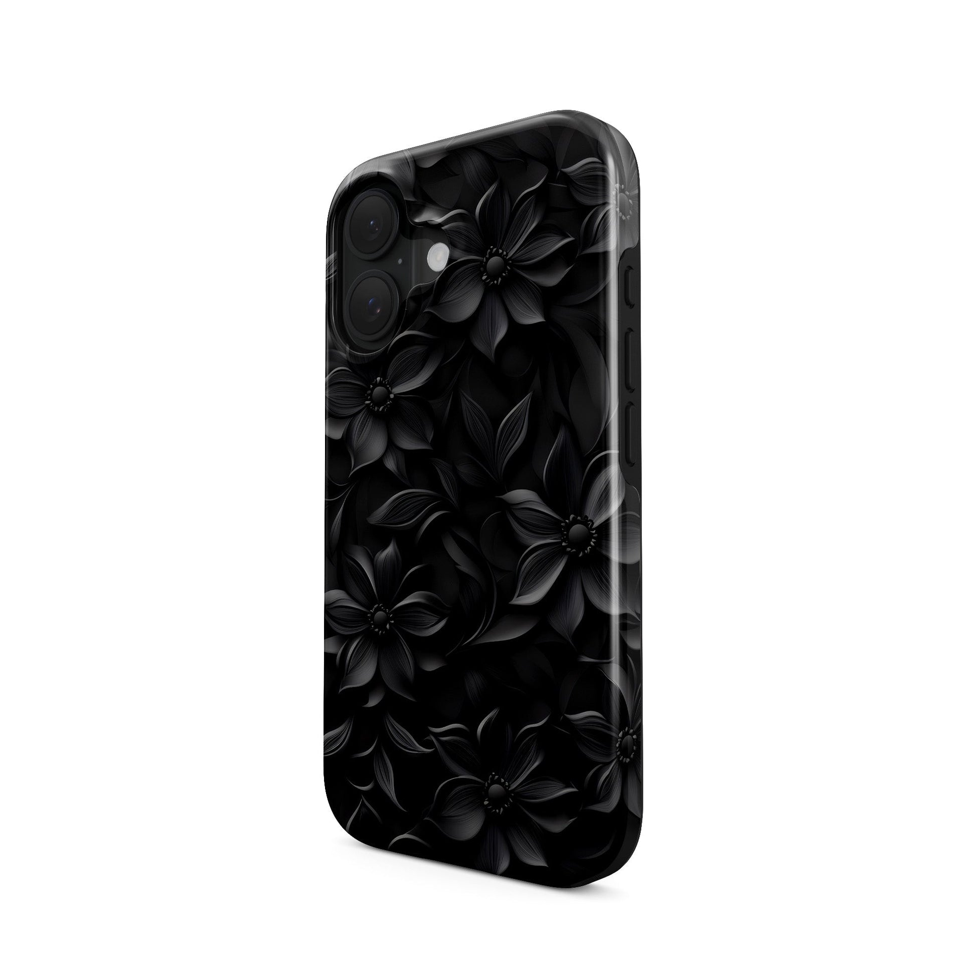 Dark Flora Tough Phone Case with black floral pattern and dual-layer protection
