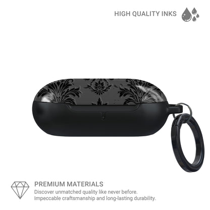 Dark Majesty Samsung Buds Tough Case with black damask pattern, glossy finish, and slim, impact-resistant build.
