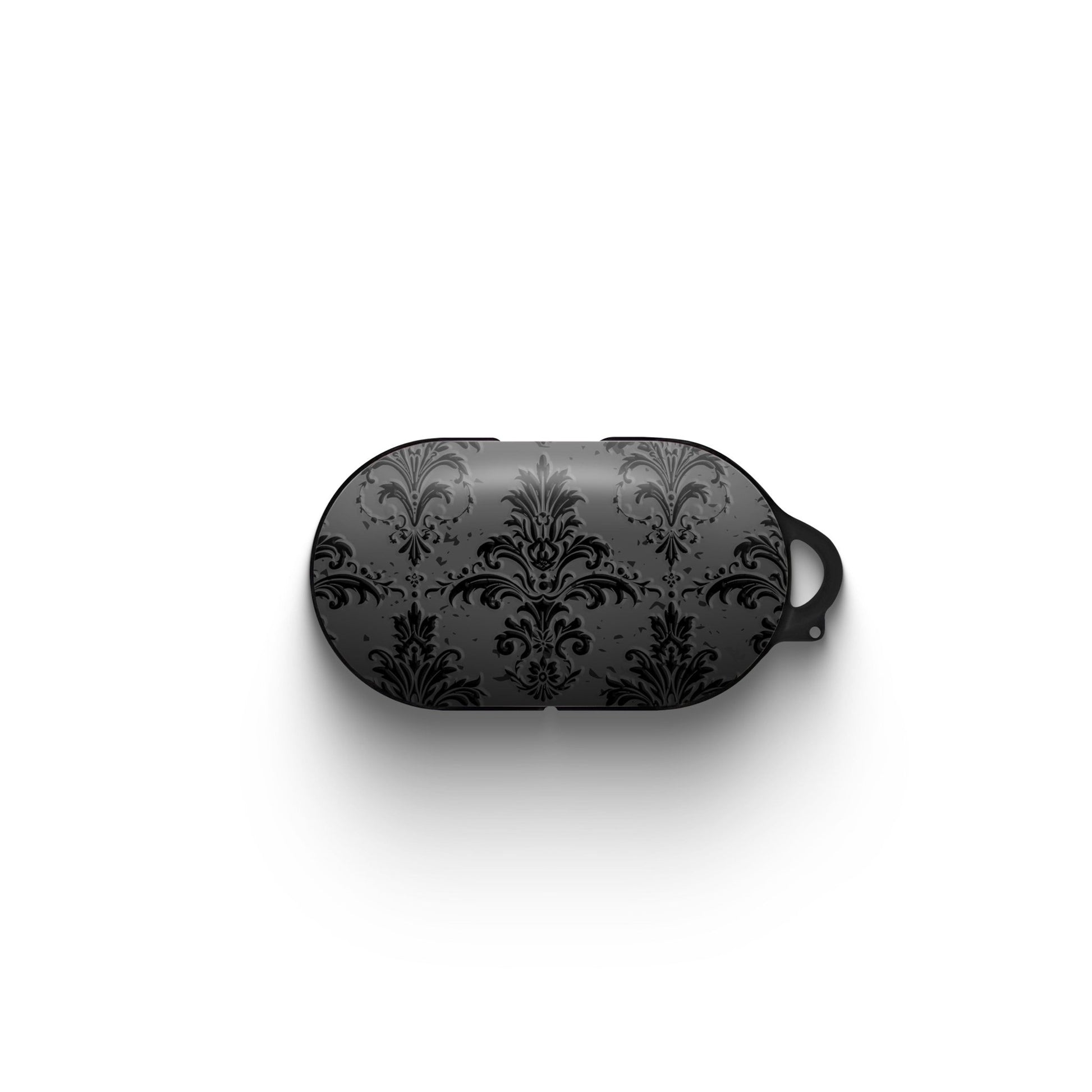 Dark Majesty Samsung Buds Tough Case with black damask pattern, glossy finish, and slim, impact-resistant build.