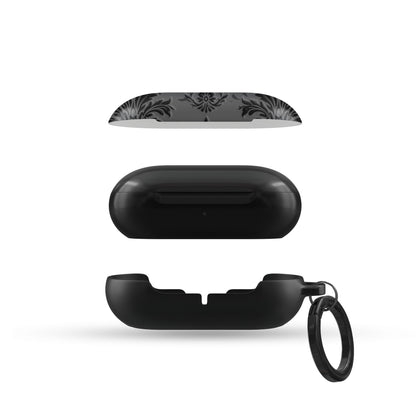 Dark Majesty Samsung Buds Tough Case with black damask pattern, glossy finish, and slim, impact-resistant build.