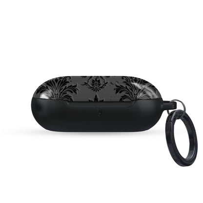 Dark Majesty Samsung Buds Tough Case with black damask pattern, glossy finish, and slim, impact-resistant build.