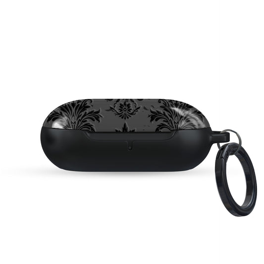 Dark Majesty Samsung Buds Tough Case with black damask pattern, glossy finish, and slim, impact-resistant build.