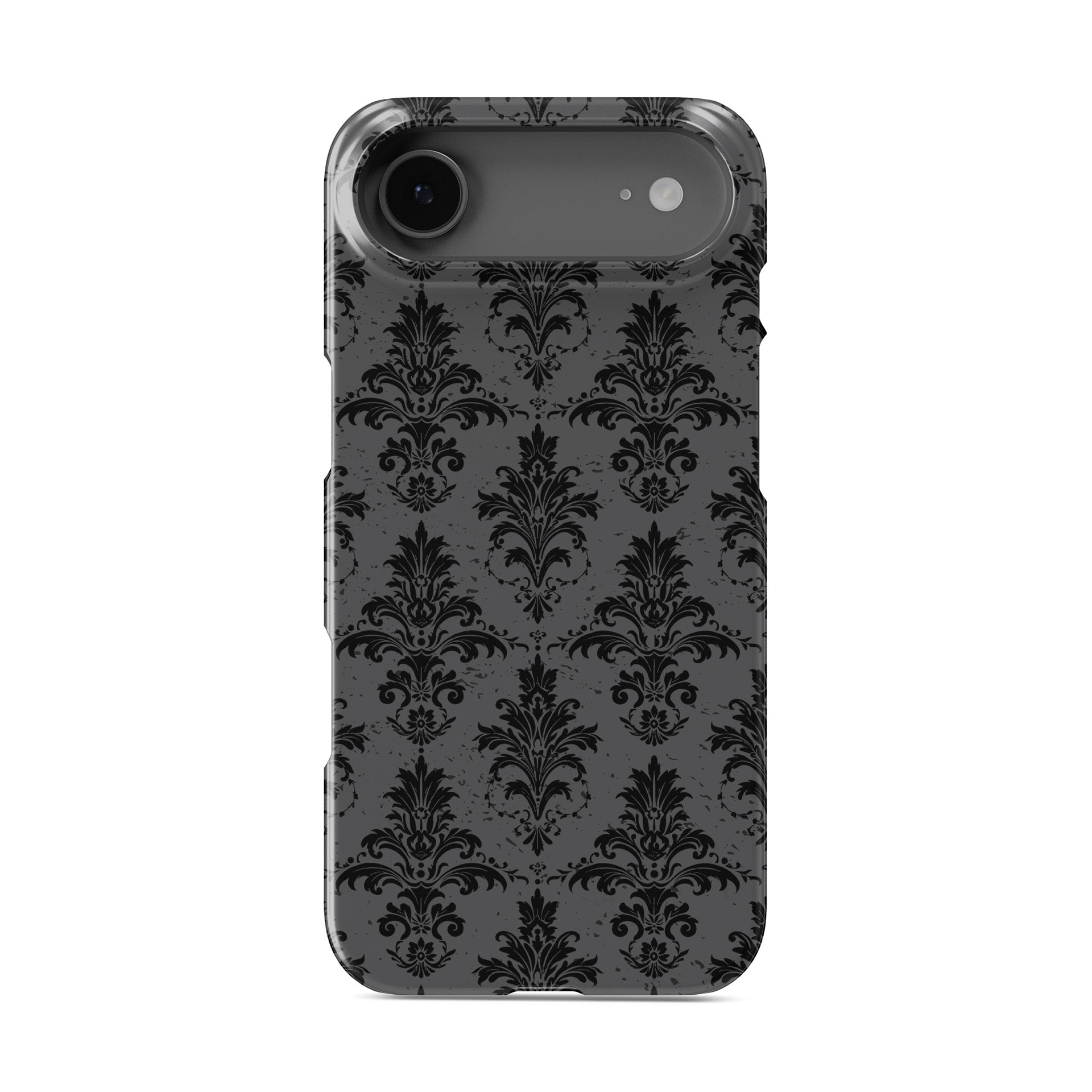 Black and grey vintage glossy baroque damask snap phone case-slim Halloween gothic design
