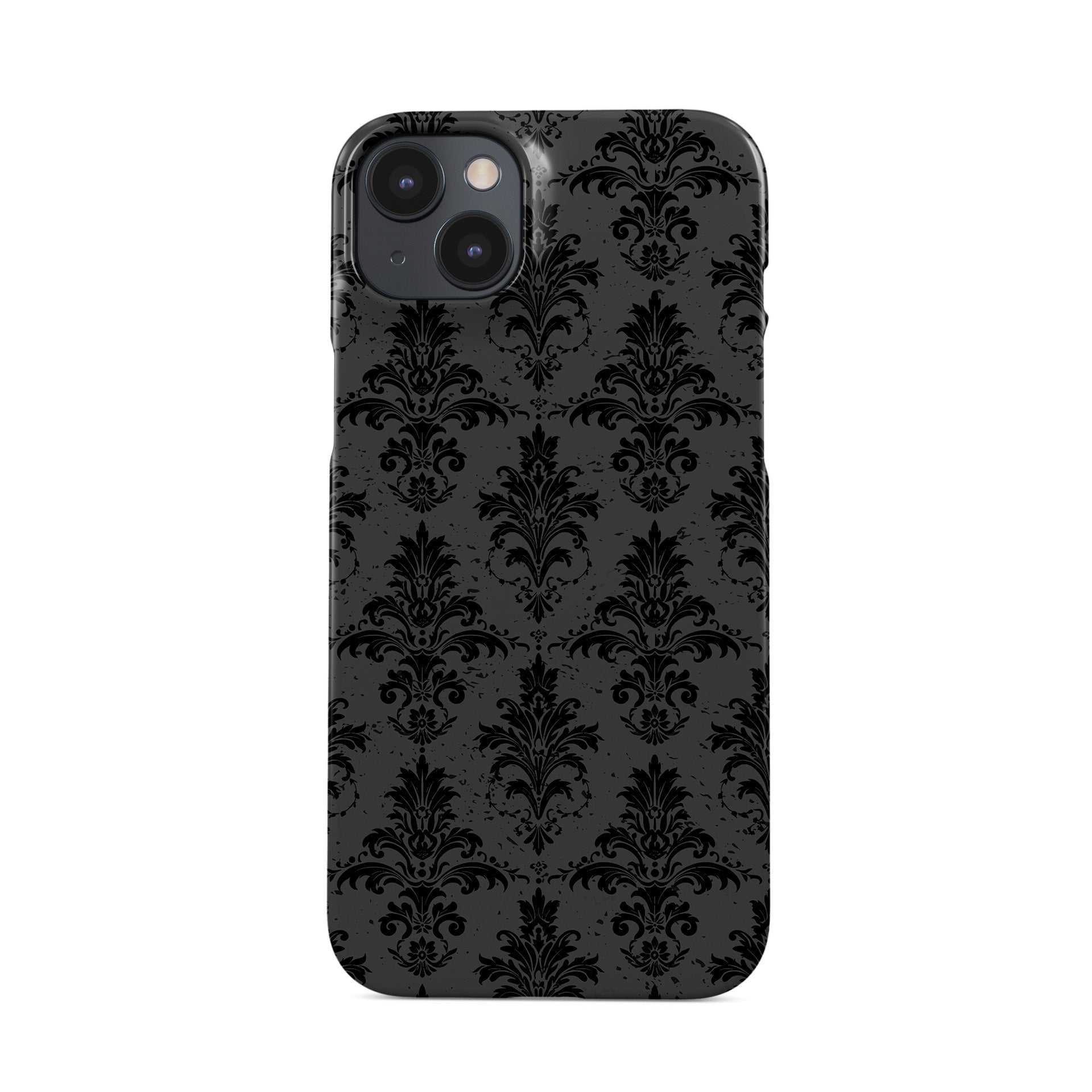 Black and grey vintage glossy baroque damask snap phone case-slim Halloween gothic design