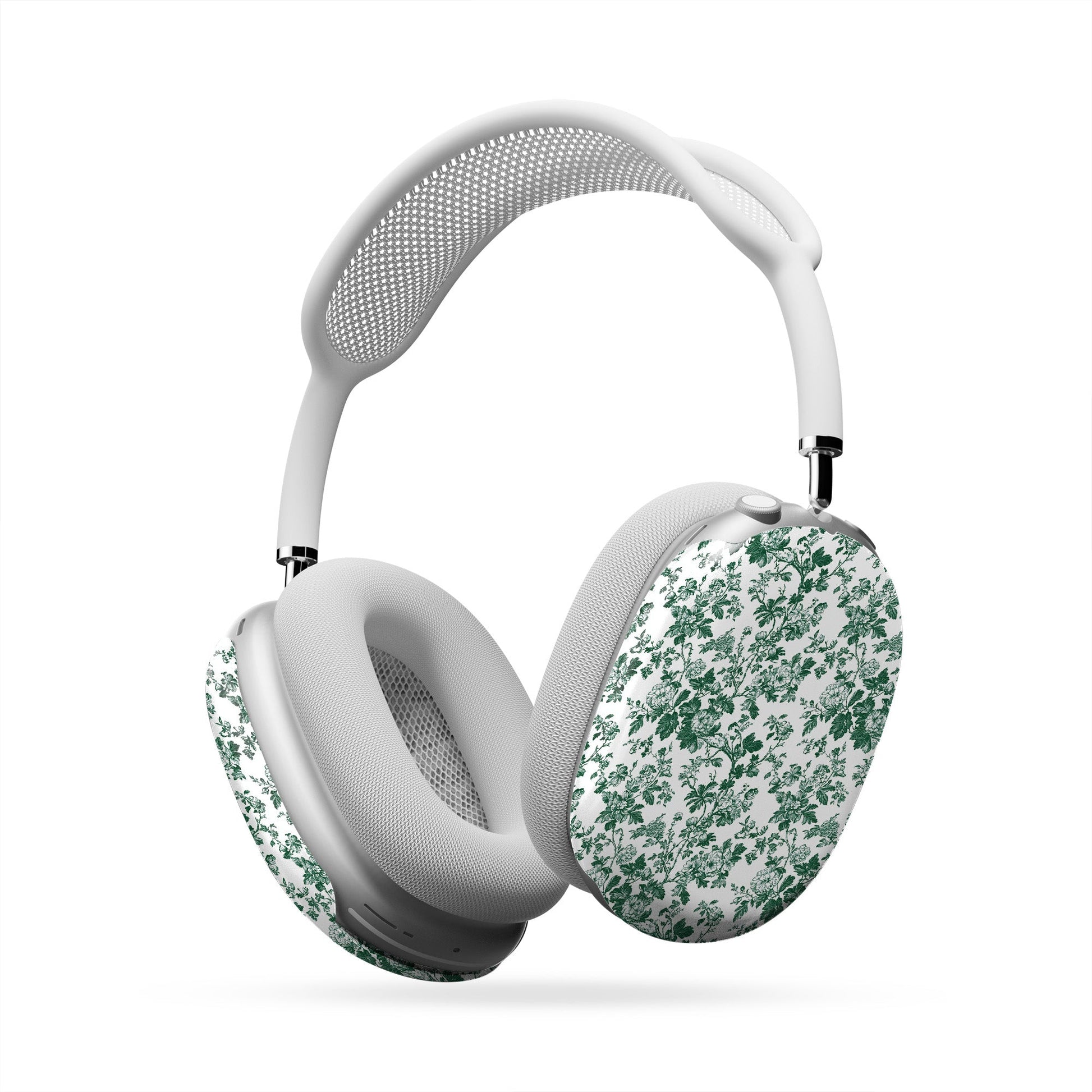 Emerald Enchantment AirPods Max Case – bold green vintage floral design with glossy finish, slim scratch-resistant protective cover for Apple AirPods Max headphones.
