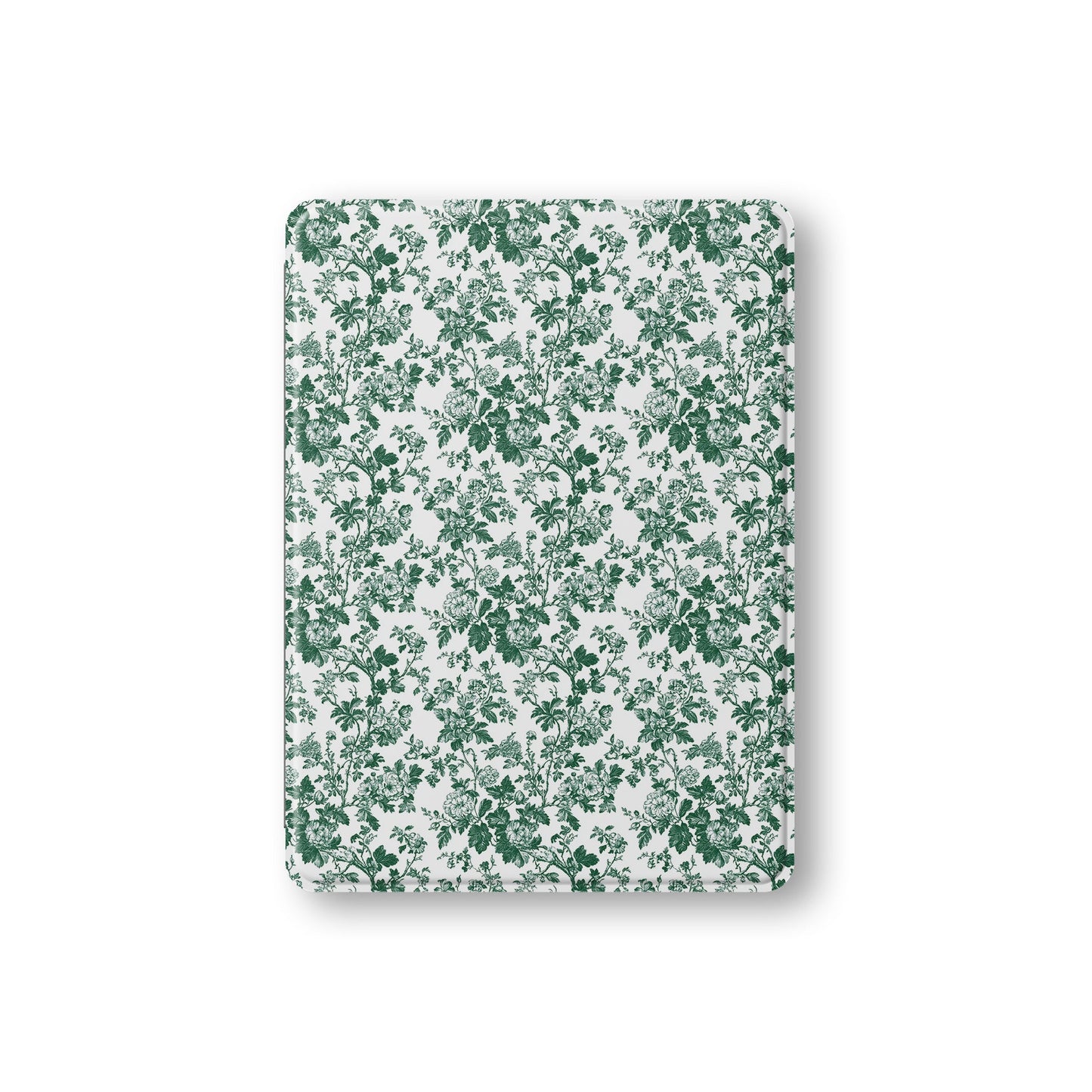 Luxury vegan leather iPad case – emerald floral print with matte finish